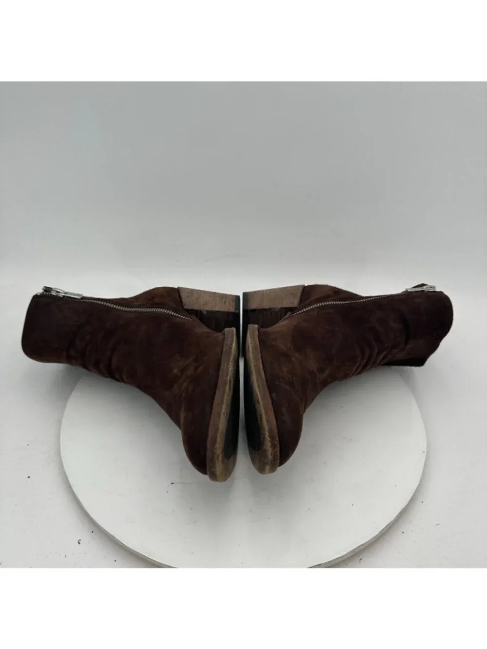 Officine Creative Women Size EU 40 US 10 Dark Brown Suede Side Zip Ankle Boot